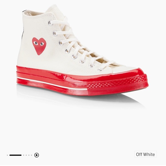 Comme des Garçons PLAY High-Top Sneakers - Cream & Red - Picture 8 of 15